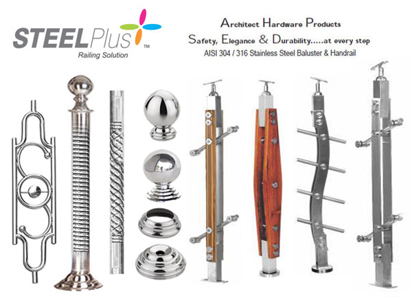 Fabrication SS - Wood Balustarde, SS Grill (Fence), SS Rajwadi Pillar Handrail Designer SS Railing  Accessories