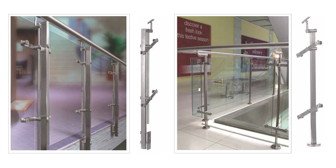 SS Square Shap Baluster System Glass Railing Design