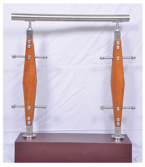 SS Wood Oval Shape Balustrade SS Stair Horizontal Railing