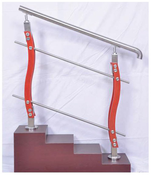 SS Wood Balustrade SS Stair Horizontal Railing