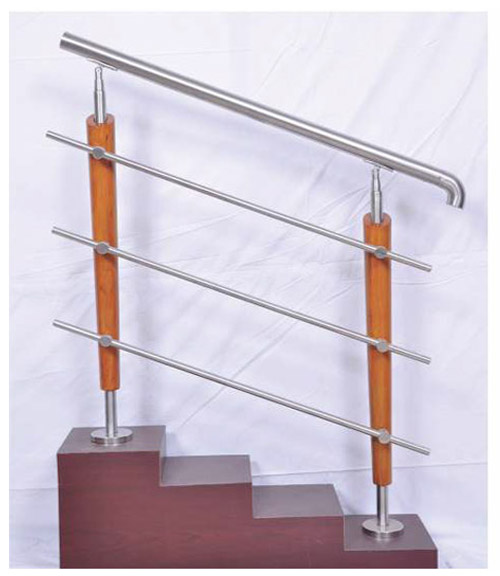 SS Wood Balustrade SS Stair Horizontal Railing